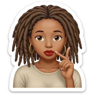 Black woman with locs shushing finger on lips sticker