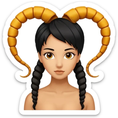 woman with a scorpion tail-shaped hairstyle. sticker