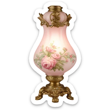 highly detailed vintage rococo light pink dainty floral lamp sticker