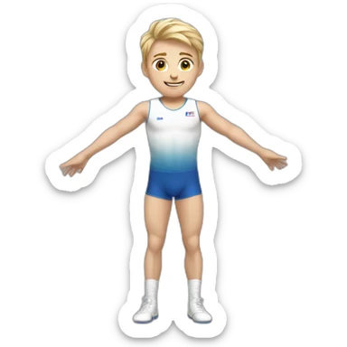 sporty european boy in gymnast uniform sticker