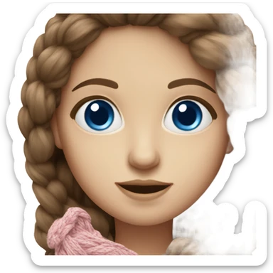 beautiful finnish brown hair woman with blue eyes knitting floral  sticker