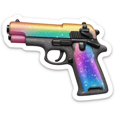 Pink Gun Covered In Rainbow Glitter  sticker