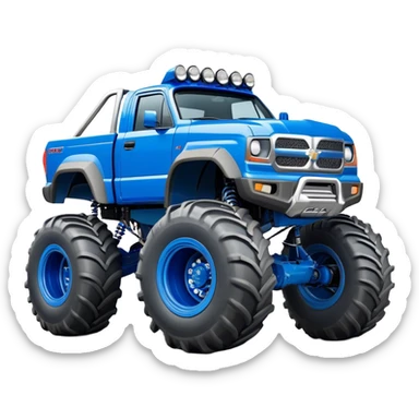 Bigfoot - Bigfoot 4x4 (Model Year: 2022) (Iconic colour: Blue) - An oversized, rugged monster truck with bold, aggressive lines painted in a striking blue. Focus on massive, rugged tires and a muscular chassis that exudes raw power and an urban legend feel. sticker
