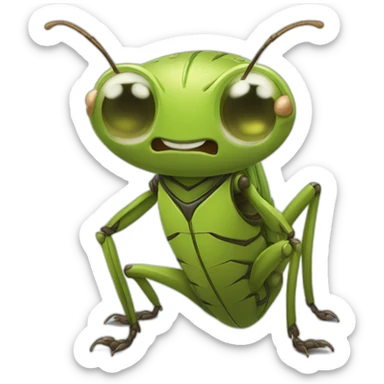cute Anthropomorphic cricket sticker