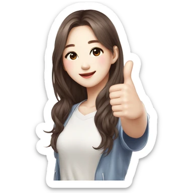 Cute Korean girl giving thumbs up kpop idol sticker