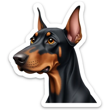 Doberman with uncropped ears sticker