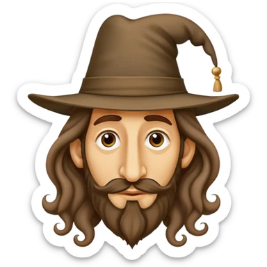 Jewish man with extremely long nose and curled hair with a large Jew hat sticker