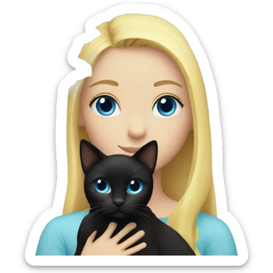 Blonde blue eyed girl with 2 black cats and houseplant sticker