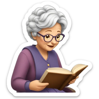 Sweet Granny reading a book sticker