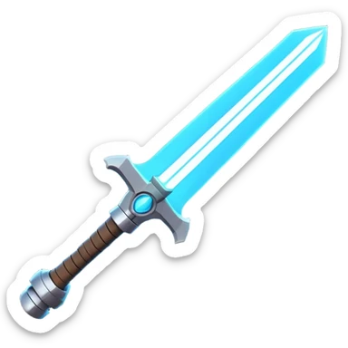 Clash of Clans aesthetic: Cinematic heroic light sabre Emoji, rendered in a 3D vector-style similar to standard emojis with minimal shading and bold, simplified shapes. A compact, vibrant energy blade with a neon-hued, glowing edge and futuristic hilt, softly glowing with a radiant cosmic charm. Simplified yet unmistakably iconic, highly detailed and consistent, glowing with a soft pulsating brilliance and high shine. Stylized with a touch of interstellar elegance and a soft glowing outline, capturing the essence of a legendary energy blade with a friendly, playful manner! sticker