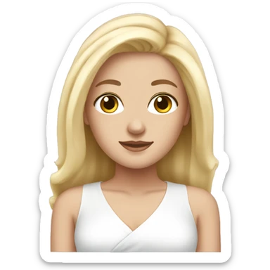 White girl with blonde hair in spa sticker