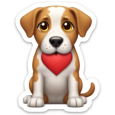 Dog with a heart sticker