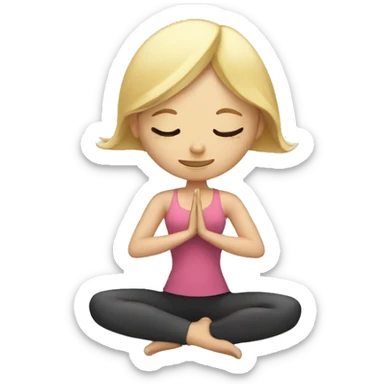 Blonde lady doing yoga with closed eyes sticker