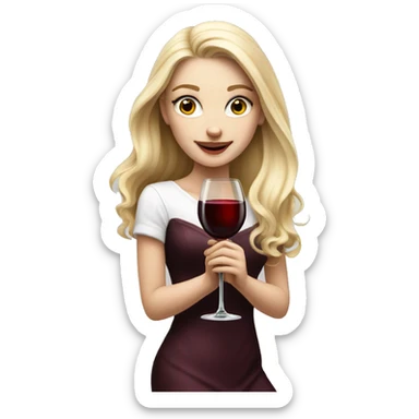 Blonde White Elegant girl with red wine, HYPER REALISTIC  sticker