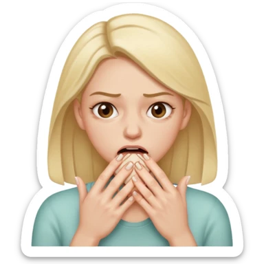 woman bitting nails anxious and sweating sticker