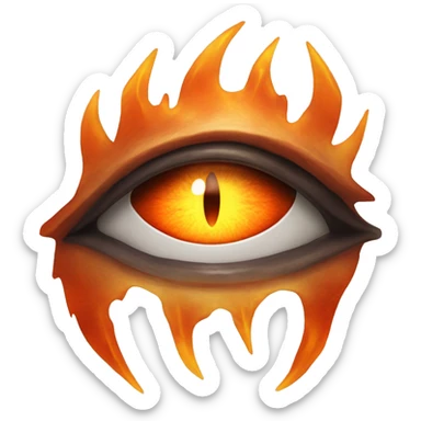 Eye of Sauron, glowing orange iris, surrounded by flames. sticker