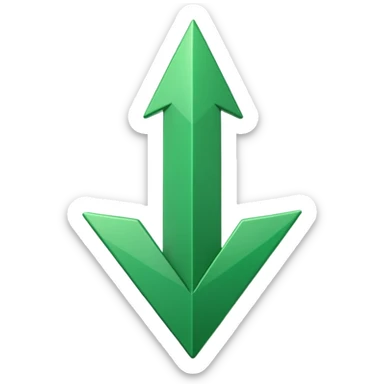 iOS-style 3D emoji: glossy green arrow pointing upward. sticker