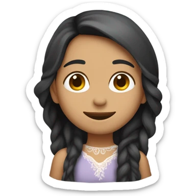 Chica morena cabello largo rojizo con un lunar en el pomulo izquierdo y sonriente  sticker