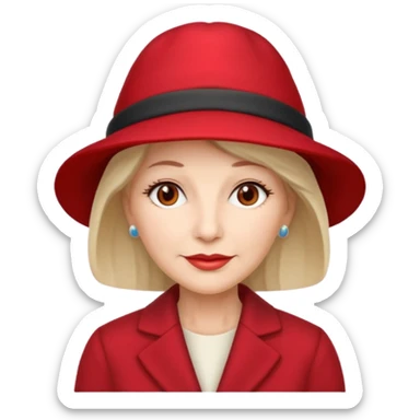 different mature woman with red hat sticker