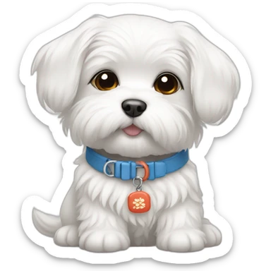 maltese puppy with collar that says Kimchi sticker