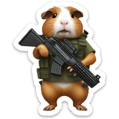 Guinea pig with machine gun sticker