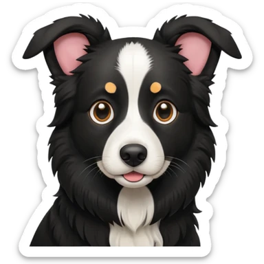 Completely Black border collie floppy ears  sticker
