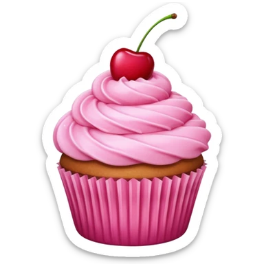 cupcake with pink icing, cherry on top sticker