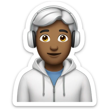 A man wearing AirPods mac sticker