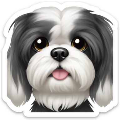 black and white shih tzu sticker
