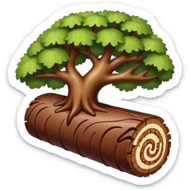 Oblong Tree-log-shaped-chocolate with marsipan swirled inside and with walnuts on top  without leaves sticker