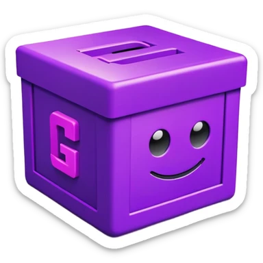 Purple box bright and bold with GANNON wrote in it 3D with neon the dye background sticker