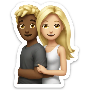 rubia y pelinegro besandose  sticker