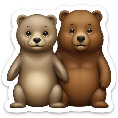 seal and brown bear sticker