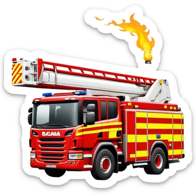 Fire Truck - Scania P320 Fire Truck (Model Year: 2015) (Iconic Colour: Red with white and yellow stripes) sticker