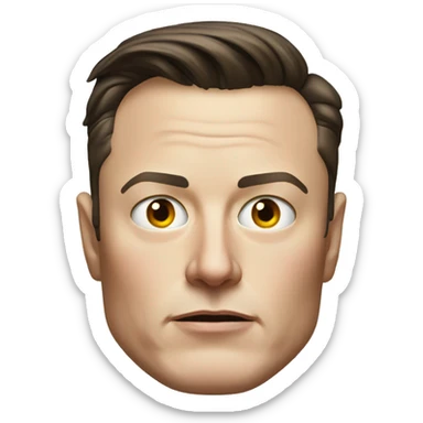 Semi-realistic Elon Musk head with serious face sticker