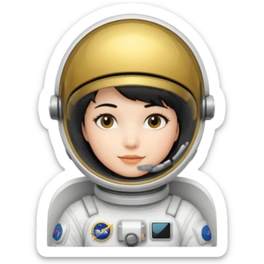 Young, female, astronaut suit, short black hair, white skin
 sticker