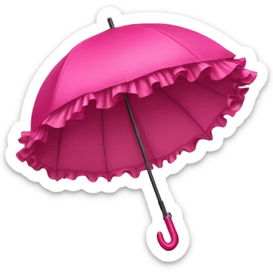 Detailed hot pink umbrella with large ruffles and roses plus a bow directly on top sticker