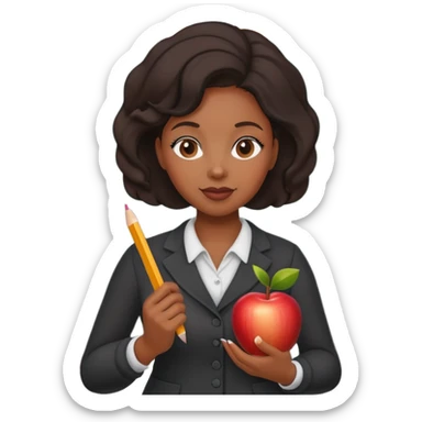 Female black Teacher with Apple small Pencil and chalkboard sticker