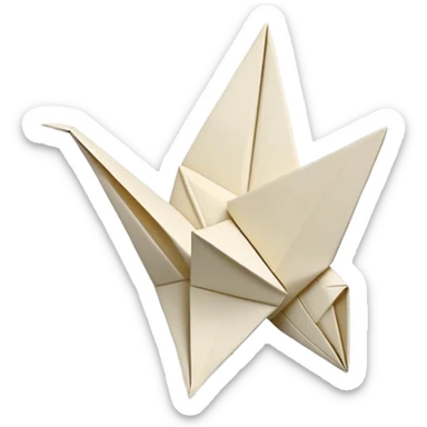 Cinematic Realistic depiction of an elegant origami creation, rendered with delicate paper textures and intricate folds, set on a minimalist background with soft, diffuse lighting that accentuates its artistic precision sticker