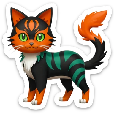 Sprigatito-Floragato-Meowscarada-Litten-Pokémon-Fakémon-hybrid-fusion-creature (full body) sticker