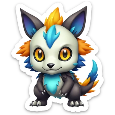Cute cool colorful dark fantasy-Digimon-animal-hybrid full body sticker