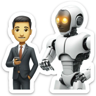one cyborg performing marketing tasks sticker