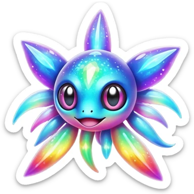  Shiny sparkly fantasy transparent bioluminescent luminescent vibrant bright pastel dark exotic tropical iridescent colorful nebula rainbow gradients cyber-Protogen-Fakémon-Pokémon-Vernid-creature sticker