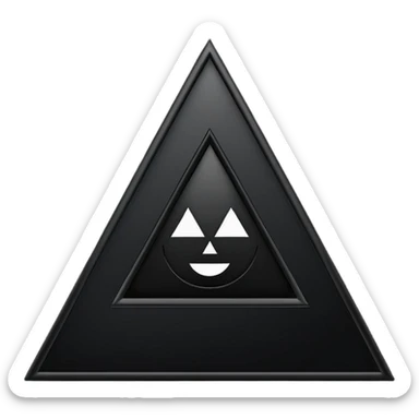 Minimalist, high-contrast emoji logo representing the Dark Triad personality traits. A clean black triangle as the main shape, inside three original symbolic icons:psychopaty, narcissim and machiavellianism .Smooth vector style,dark aesthetic, 4K. sticker