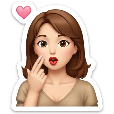 Brown haired lady blowing a kiss sticker