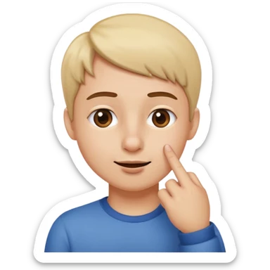 Create an emoji of a person making the gesture of placing a finger on their nose, with a playful or thoughtful expression. sticker