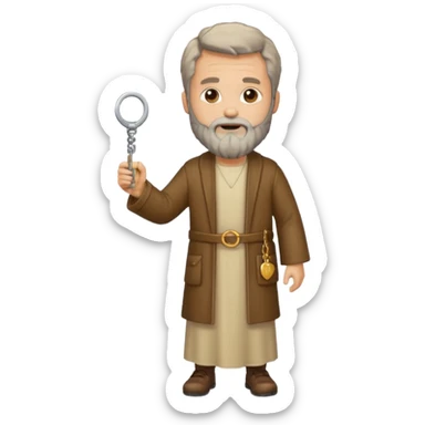 fullbody apostle Peter holding keys detailed beard standing high detail emoji style sticker