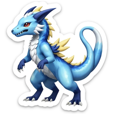 White glossy soft silky furry iridescent Salandit-Zeraora-Absol-Shinx-fusion-hybrid, full body sticker