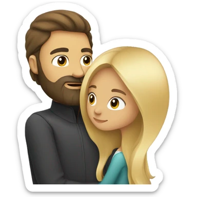 Brunette guy with beard kissing blond girl with long hair sticker