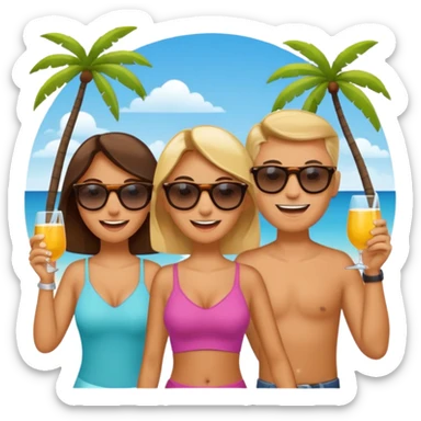 3 persons going on holiday vacation, group travel sticker